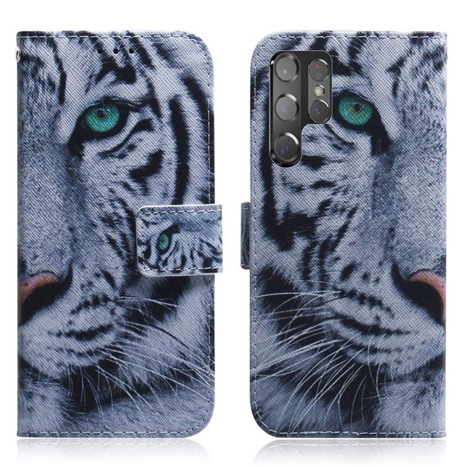 Samsung Galaxy S22 Ultra Handy Hülle - Leder Bookcover Image Series - Tiger