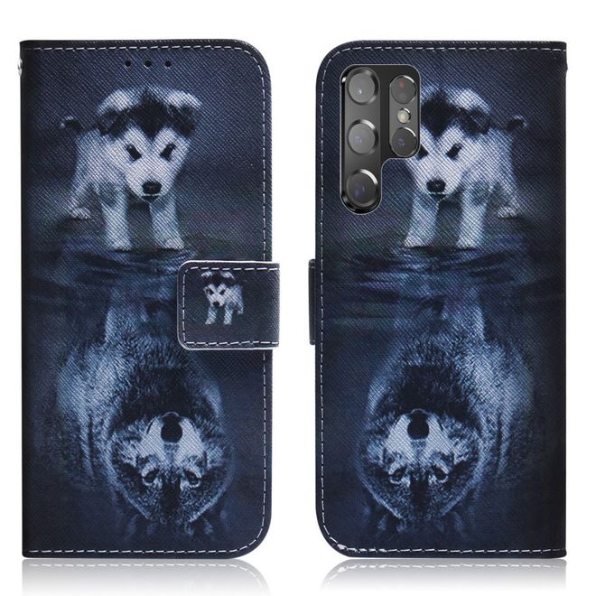 Samsung Galaxy S22 Ultra Handy Hülle - Leder Bookcover Image Series - Baby Wolf