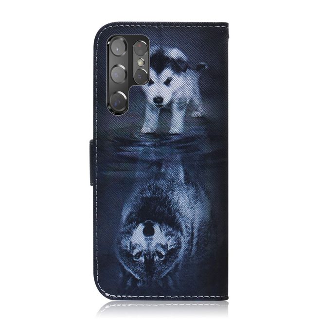 Samsung Galaxy S22 Ultra Handy Hülle - Leder Bookcover Image Series - Baby Wolf