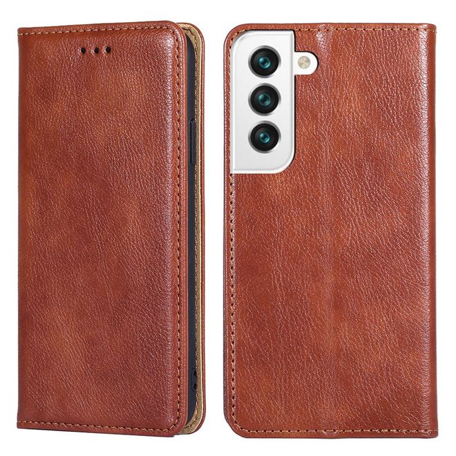 Samsung Galaxy S22+ Handy Hülle - Crazy Horse V Leder Bookcover Series - braun