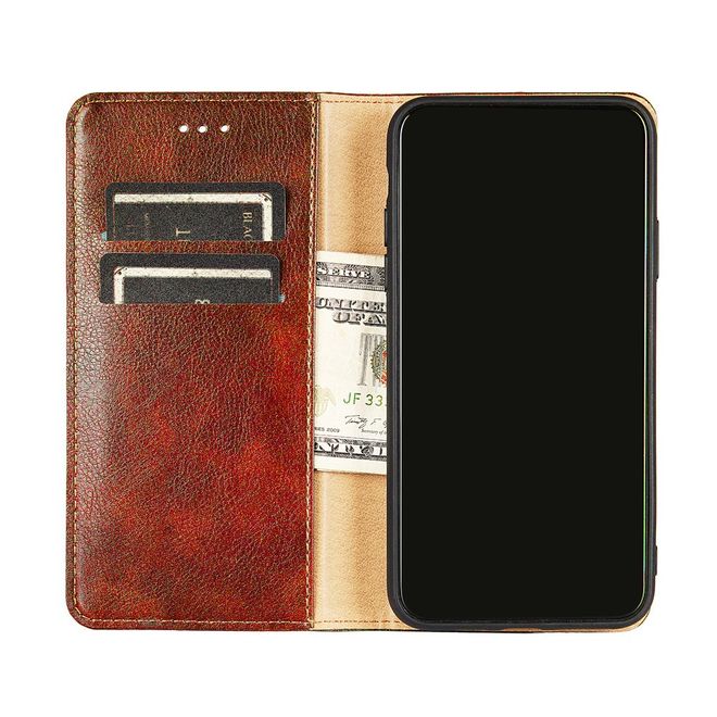 Samsung Galaxy S22+ Handy Hülle - Crazy Horse V Leder Bookcover Series - braun