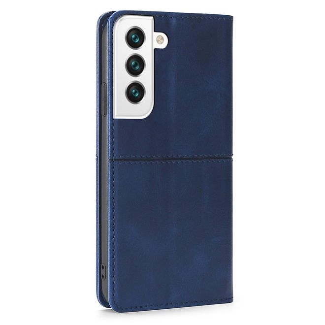 Samsung Galaxy S22+ Handy Hülle - Retro V Leder Bookcover Series - blau