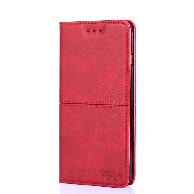 Samsung Galaxy S22+ Handy Hülle - Retro V Leder Bookcover Series - rot