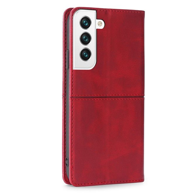 Samsung Galaxy S22+ Handy Hülle - Retro V Leder Bookcover Series - rot