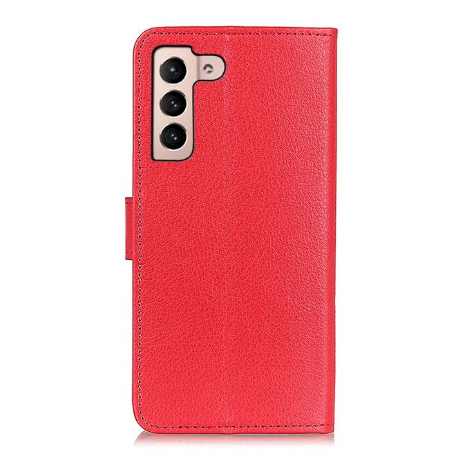 Samsung Galaxy S22 Handy Hülle - Litchi Leder Bookcover Series - rot
