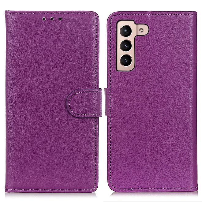 Samsung Galaxy S22 Handy Hülle - Litchi Leder Bookcover Series - purpur