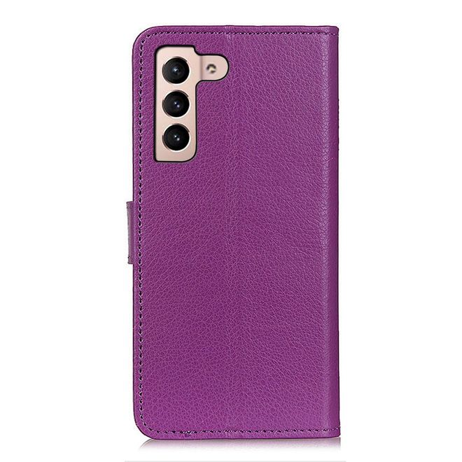 Samsung Galaxy S22 Handy Hülle - Litchi Leder Bookcover Series - purpur