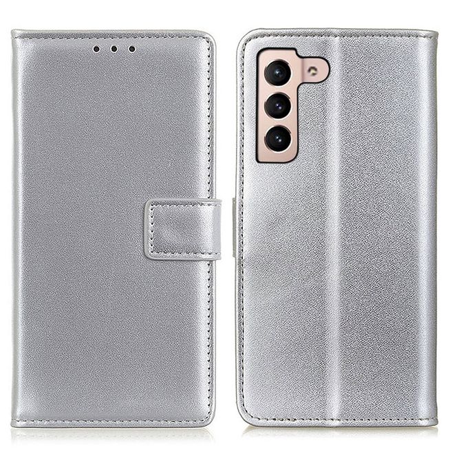 Samsung Galaxy S22+ Handy Hülle - Classic II Leder Bookcover Series - silber