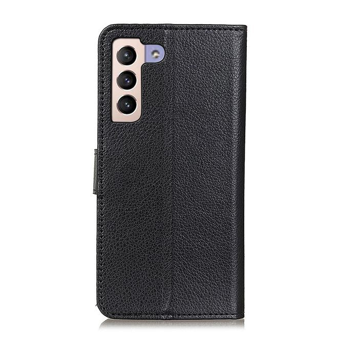 Samsung Galaxy S22+ Handy Hülle - Litchi Leder Bookcover Series - schwarz