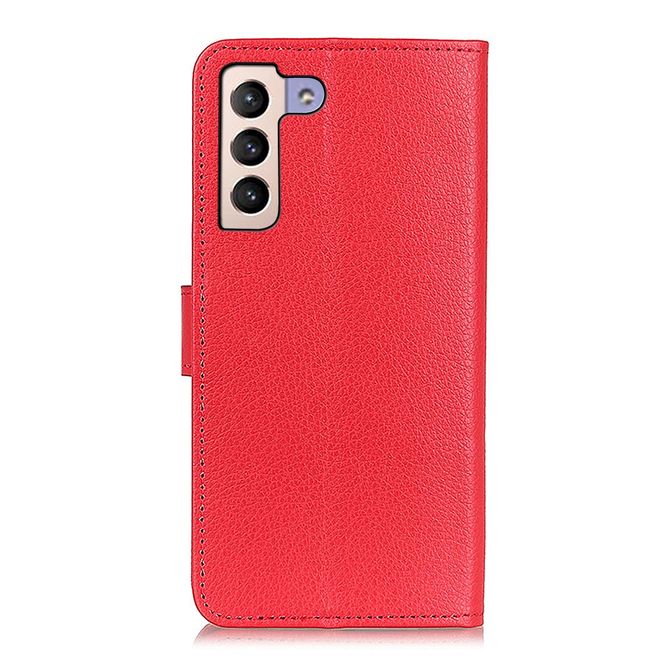 Samsung Galaxy S22+ Handy Hülle - Litchi Leder Bookcover Series - rot