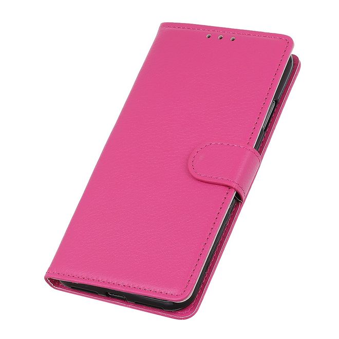 Samsung Galaxy S22+ Handy Hülle - Litchi Leder Bookcover Series - rosa