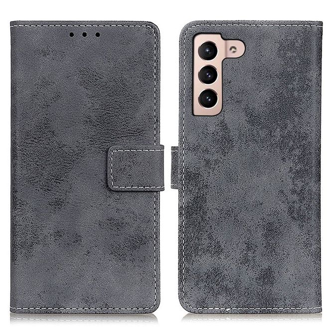 Samsung Galaxy S22+ Handyhülle - Vintage Leder Bookcover Series - grau