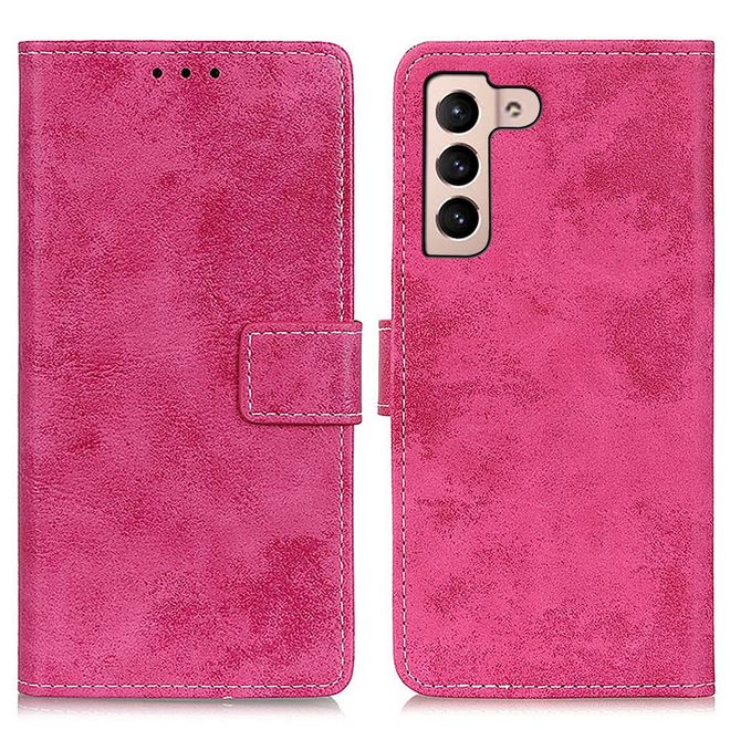 Samsung Galaxy S22+ Handyhülle - Vintage Leder Bookcover Series - rosa
