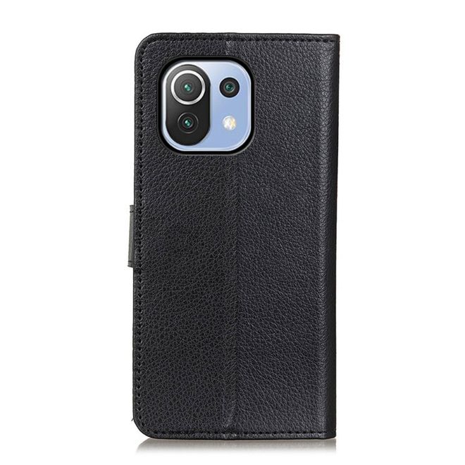 Xiaomi Mi 11 Lite 5G / 4G / Mi 11 Lite 5G NE Handy Hülle - Litchi Leder Bookcover Series - schwarz
