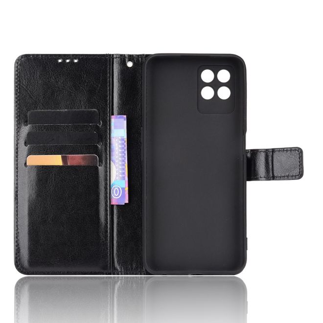 Realme 8i Handy Hülle - Classic II Leder Bookcover Series - schwarz