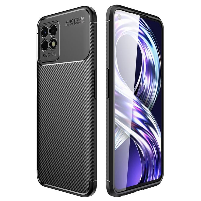 Realme 8i Handyhülle - Carbon Fiber TPU Softcase Series - schwarz