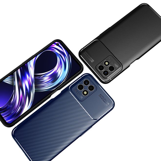Realme 8i Handyhülle - Carbon Fiber TPU Softcase Series - schwarz
