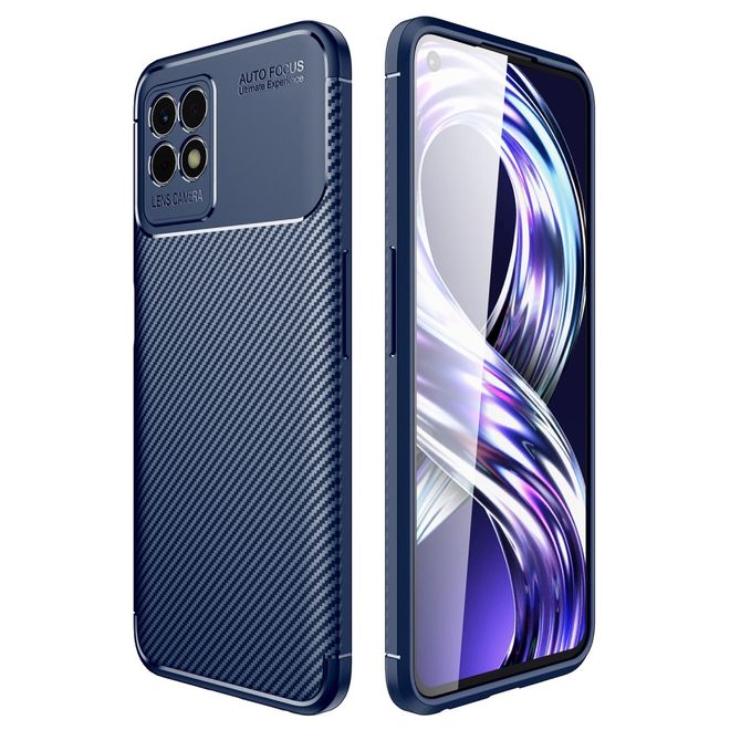 Realme 8i Handyhülle - Carbon Fiber TPU Softcase Series - blau