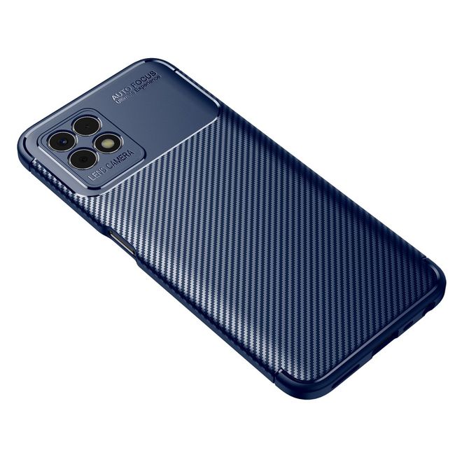 Realme 8i Handyhülle - Carbon Fiber TPU Softcase Series - blau