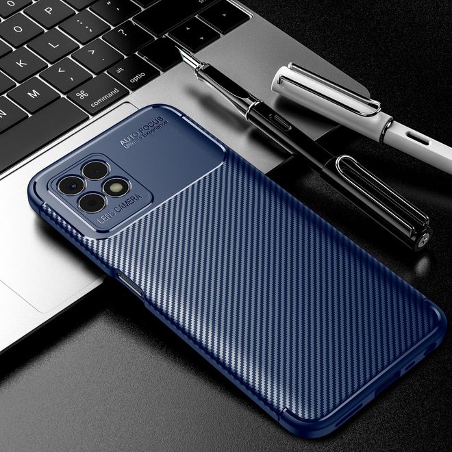 Realme 8i Handyhülle - Carbon Fiber TPU Softcase Series - blau