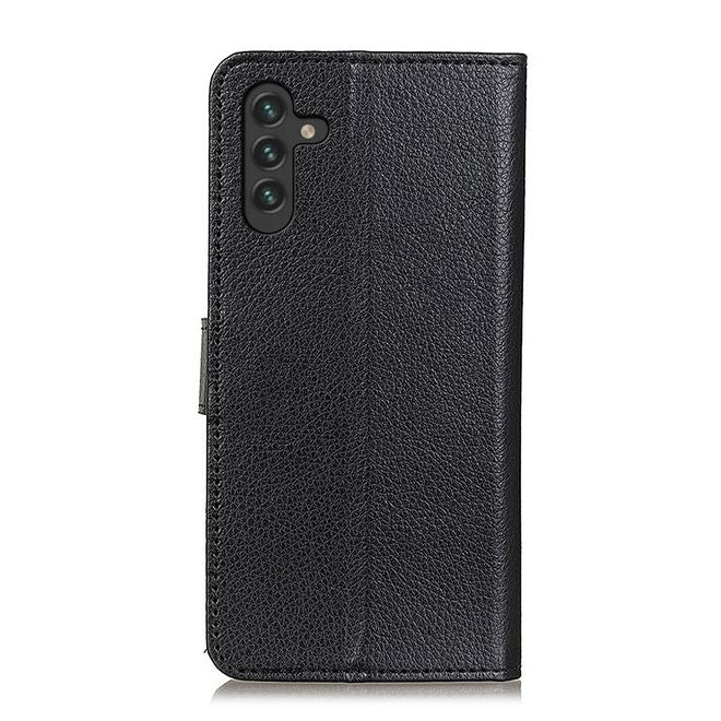Samsung Galaxy A13 5G / Galaxy A04s Handy Hülle - Litchi Leder Bookcover Series - schwarz