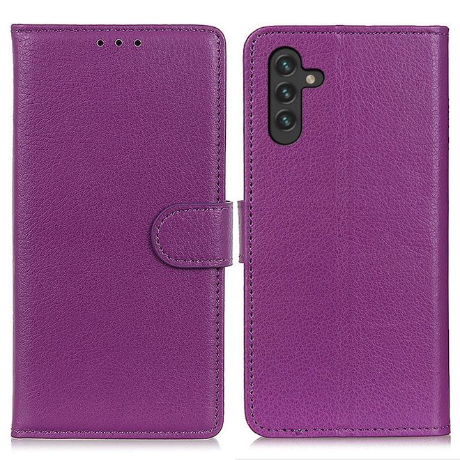 Samsung Galaxy A13 5G / Galaxy A04s Handy Hülle - Litchi Leder Bookcover Series - purpur