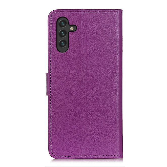 Samsung Galaxy A13 5G / Galaxy A04s Handy Hülle - Litchi Leder Bookcover Series - purpur