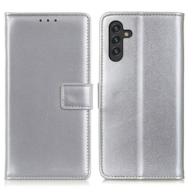 Samsung Galaxy A13 5G Handy Hülle - Classic II Leder Bookcover Series - silber