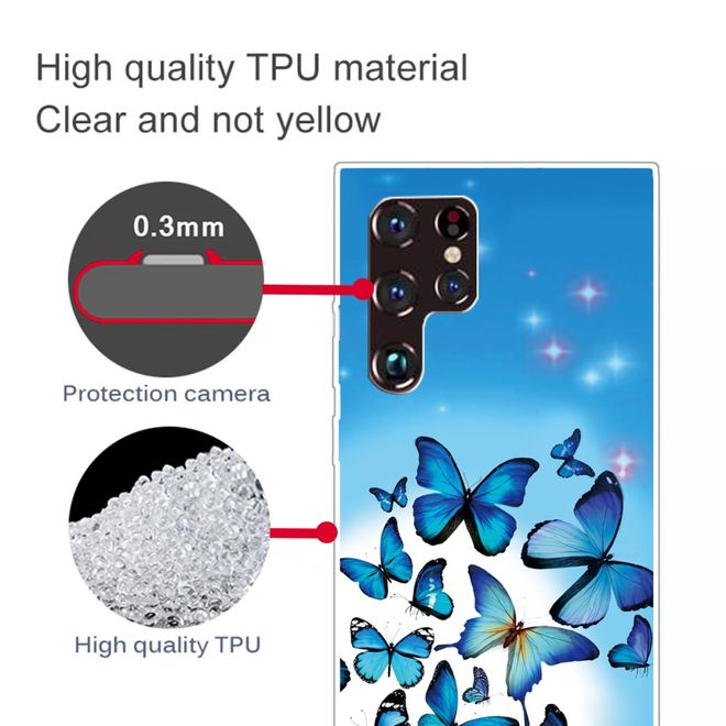 Samsung Galaxy S22 Ultra Handyhülle - Softcase Image Kunststoff Series - blaue Schmetterlinge