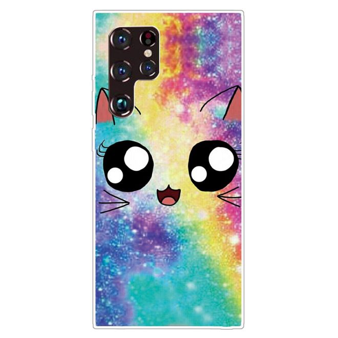 Samsung Galaxy S22 Ultra Handyhülle - Softcase Image Kunststoff Series - Regenbogen Katze