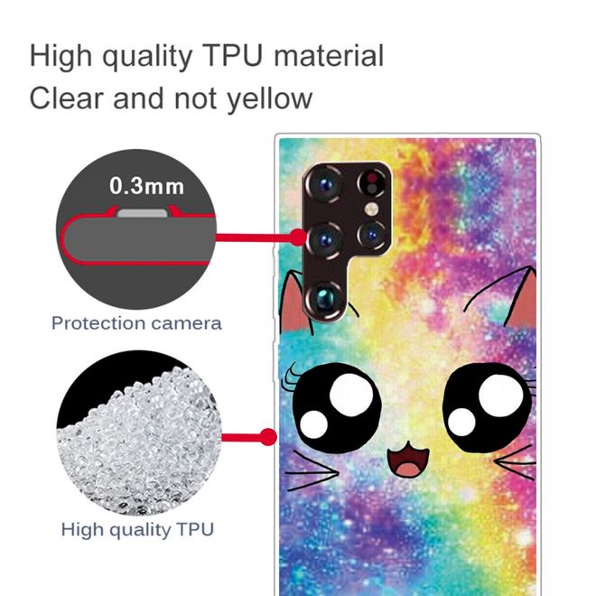 Samsung Galaxy S22 Ultra Handyhülle - Softcase Image Kunststoff Series - Regenbogen Katze