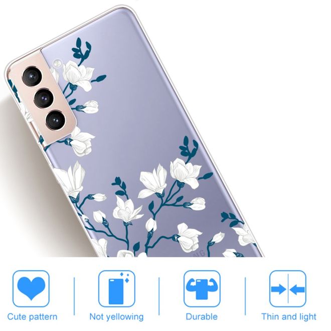 Samsung Galaxy S22 Handyhülle - Softcase Image Kunststoff Series - weisse Blumen