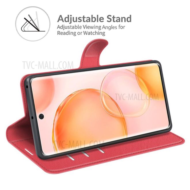 Honor 50 / Huawei nova 9 Handy Hülle - Litchi Leder Bookcover Series - rot
