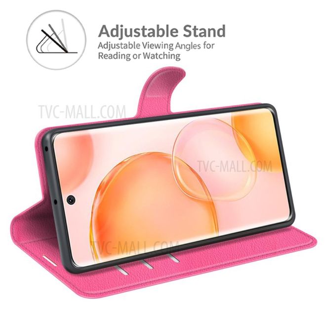 Honor 50 / Huawei nova 9 Handy Hülle - Litchi Leder Bookcover Series - rosa