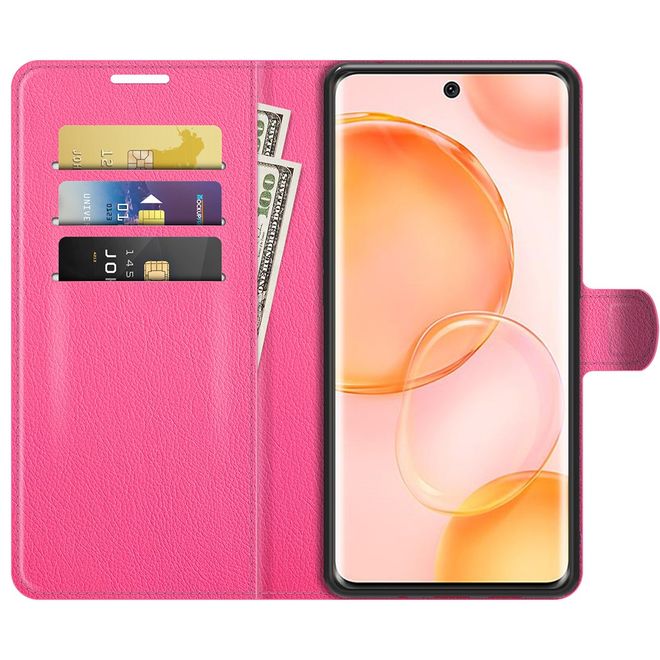 Honor 50 / Huawei nova 9 Handy Hülle - Litchi Leder Bookcover Series - rosa