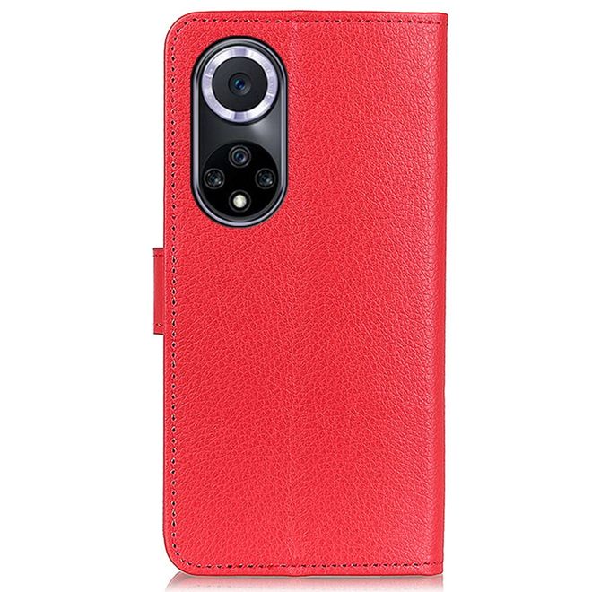 Honor 50 / Huawei nova 9 Handy Hülle - Litchi Leder Bookcover Series - rot