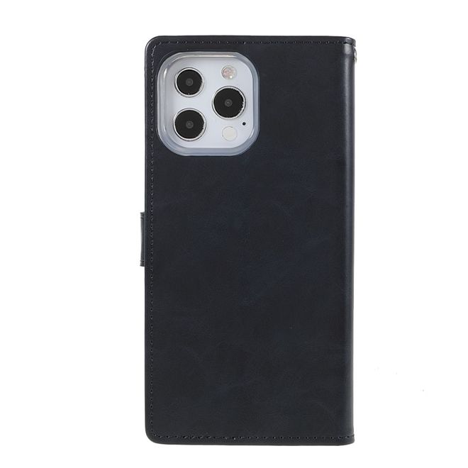 Goospery - iPhone 13 Pro Max Hülle - Leder Bookcover - Bluemoon Diary Series - schwarz