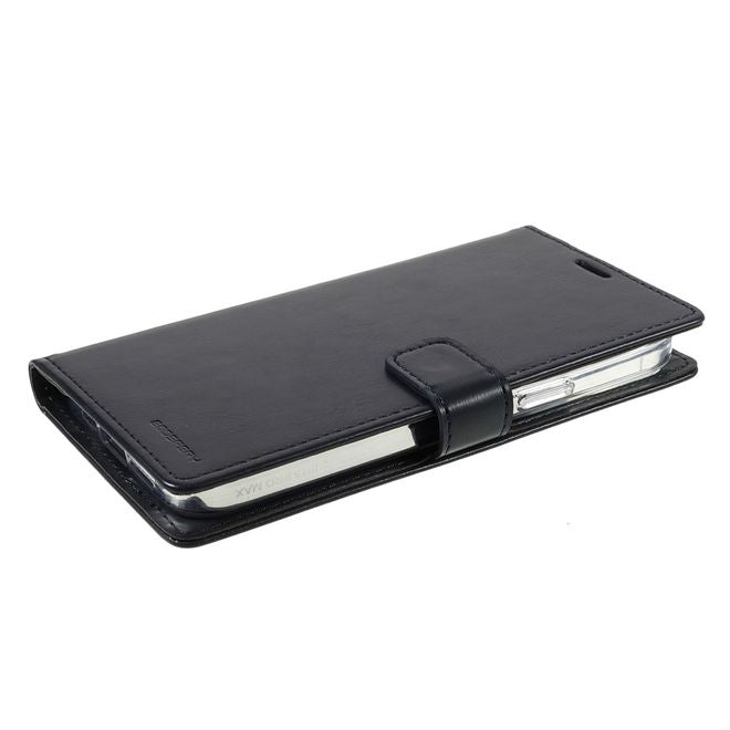 Goospery - iPhone 13 Pro Max Hülle - Leder Bookcover - Bluemoon Diary Series - schwarz