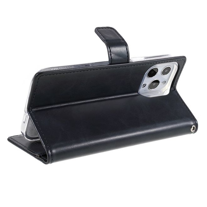 Goospery - iPhone 13 Pro Max Hülle - Leder Bookcover - Bluemoon Diary Series - schwarz