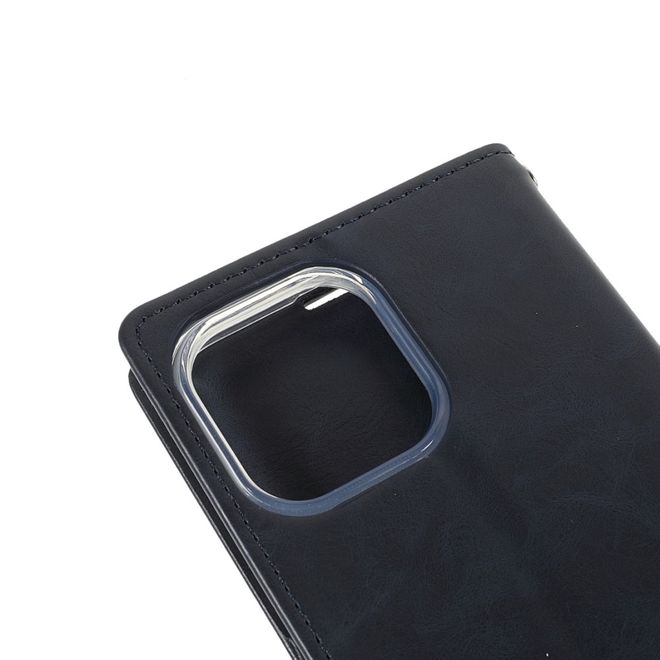 Goospery - iPhone 13 Pro Max Hülle - Leder Bookcover - Bluemoon Diary Series - schwarz