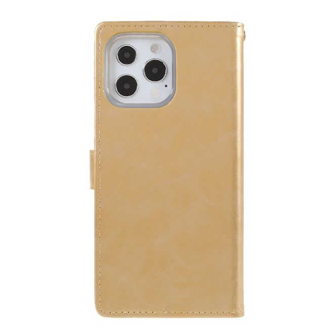 Goospery - iPhone 13 Pro Max Hülle - Leder Bookcover - Bluemoon Diary Series - gold