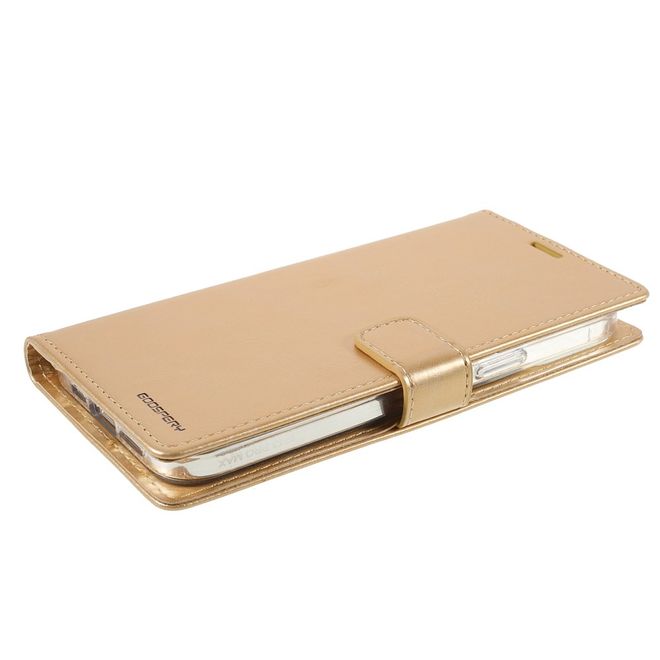 Goospery - iPhone 13 Pro Max Hülle - Leder Bookcover - Bluemoon Diary Series - gold
