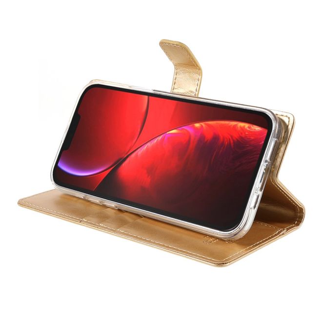 Goospery - iPhone 13 Pro Max Hülle - Leder Bookcover - Bluemoon Diary Series - gold