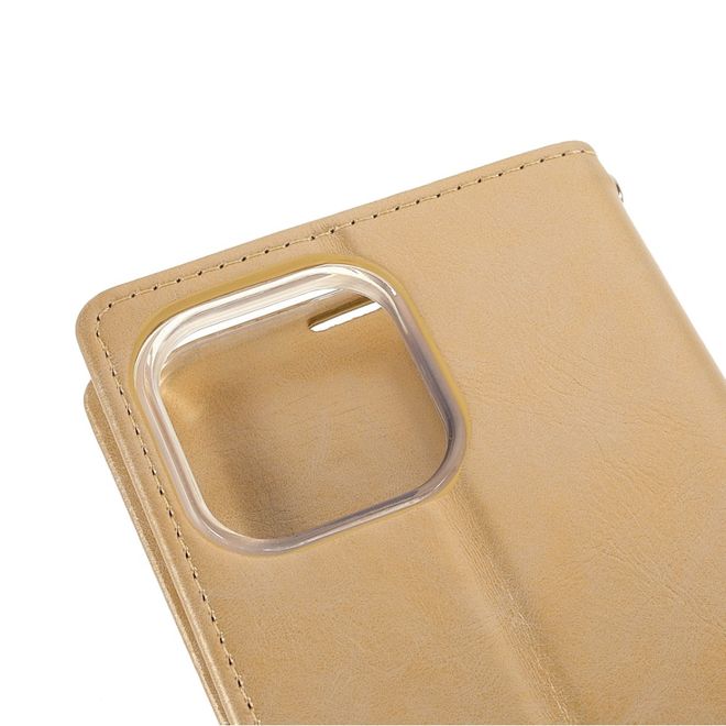 Goospery - iPhone 13 Pro Max Hülle - Leder Bookcover - Bluemoon Diary Series - gold