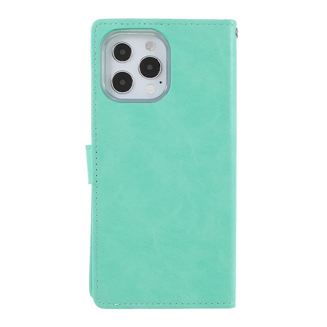 Goospery - iPhone 13 Pro Max Hülle - Leder Bookcover - Bluemoon Diary Series - grün