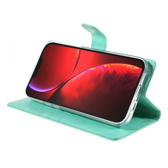 Goospery - iPhone 13 Pro Max Hülle - Leder Bookcover - Bluemoon Diary Series - grün