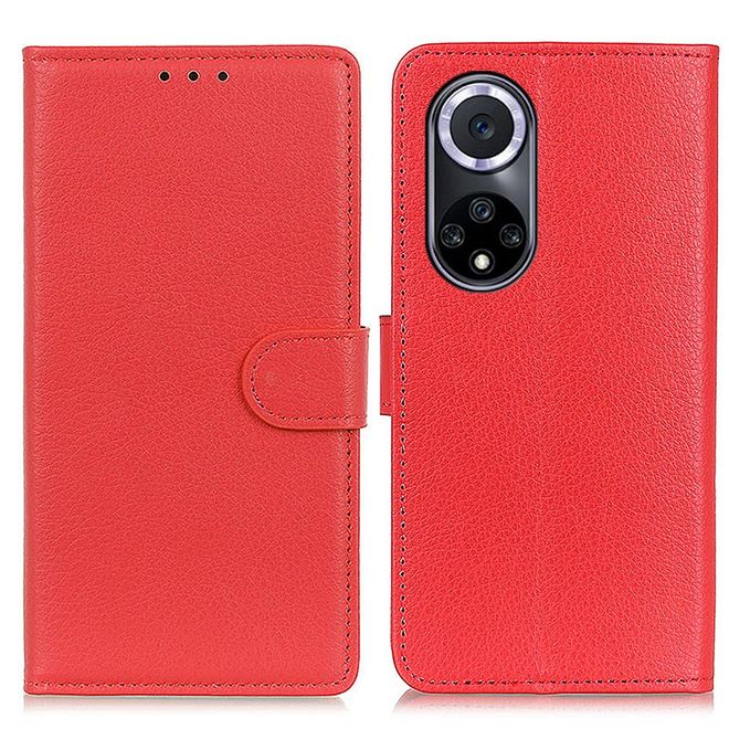 Huawei nova 9 Handy Hülle - Litchi Leder Bookcover Series - rot
