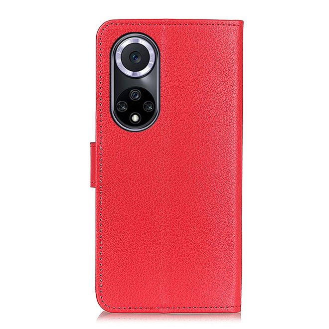 Huawei nova 9 Handy Hülle - Litchi Leder Bookcover Series - rot