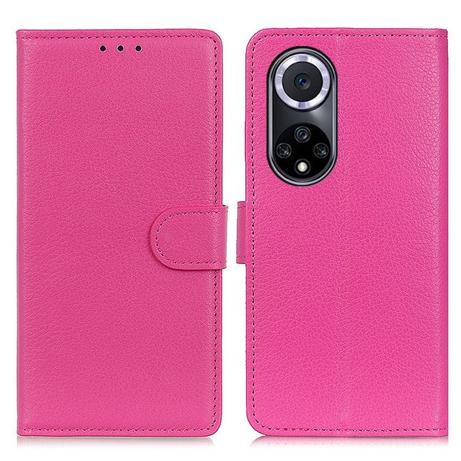 Huawei nova 9 Handy Hülle - Litchi Leder Bookcover Series - rosa