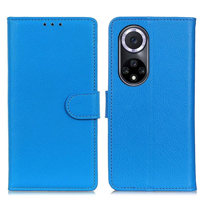 Huawei nova 9 Handy Hülle - Litchi Leder Bookcover Series - blau